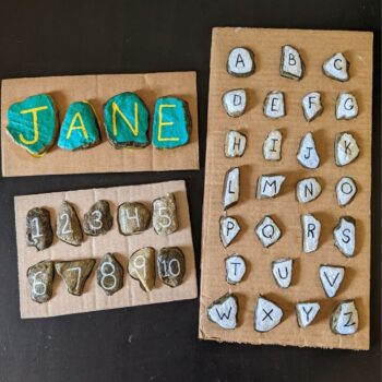 Handmade rock puzzles for children