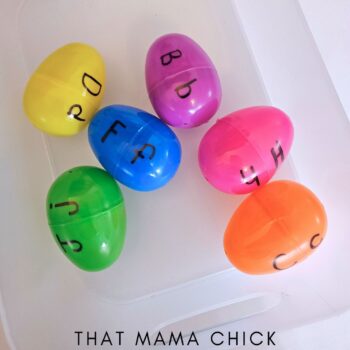 Egg-themed letter matching activity for young learners